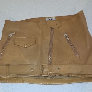 Acne Camel Mini Skirt with Zipper Details